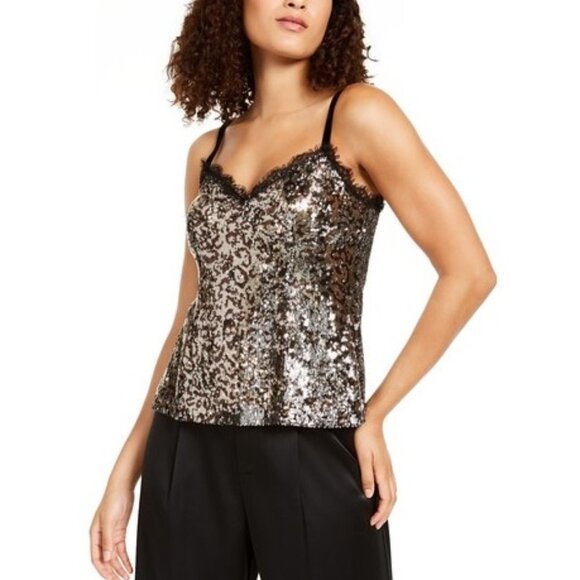 Nanette Lepore Leo Sequined Animal-Print Camisole - Picture 1 of 10